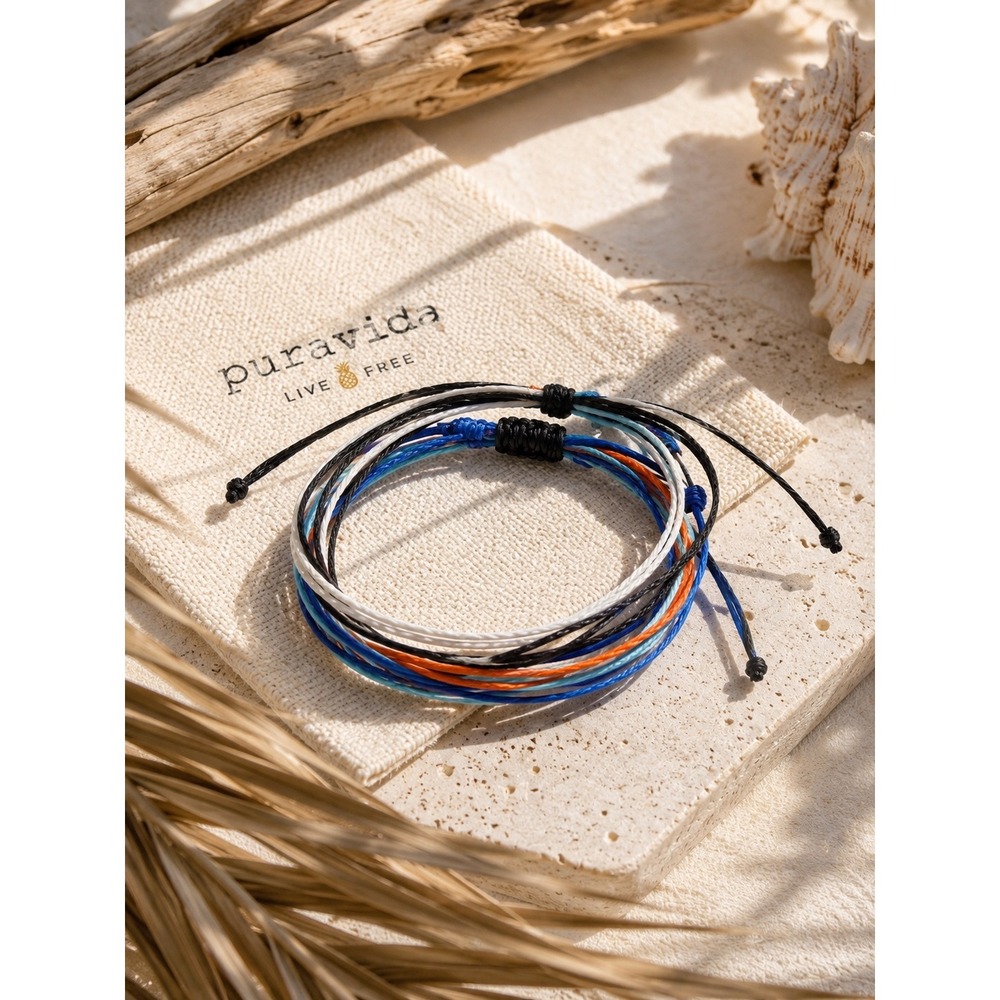 Set of 2 Pura Vida Style Multi Color Adjustable String Cord Stackable Bracelets